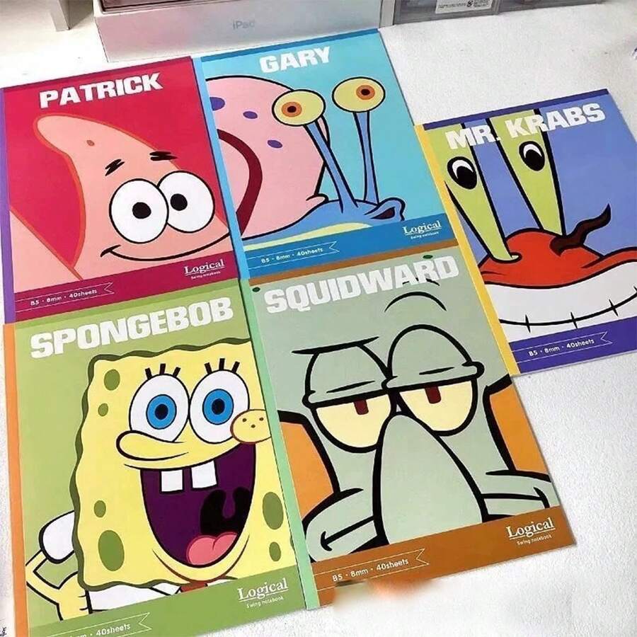 Spongebob Squarepants Octopus B5 Notebook, High-Quality Student Memo Pad, Learning Diary, Cute Journal - Multicolor - View 1