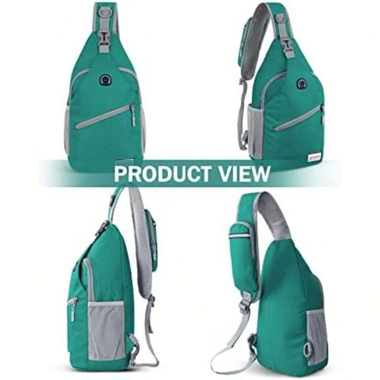 ZOMAKE Mochila Bandolera, Cruzada Multifuncional para Hombre,Bolso de Hombro,Pecho Antirrobo Impermeable Impermeable con Puerto Auriculares para,Hombres,la de viaje para bag(Verde (Army Green(new)) Grande) - Multicolor - Añade 6