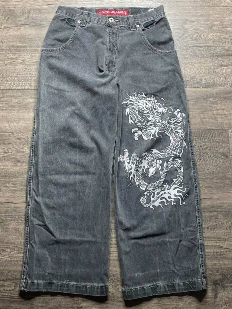 European And American Retro Street Hip-Hop Printed Denim Shorts Men's Spring And Summer Niche Loose Wide-Leg Cropped Pants - N65 - 查看 1