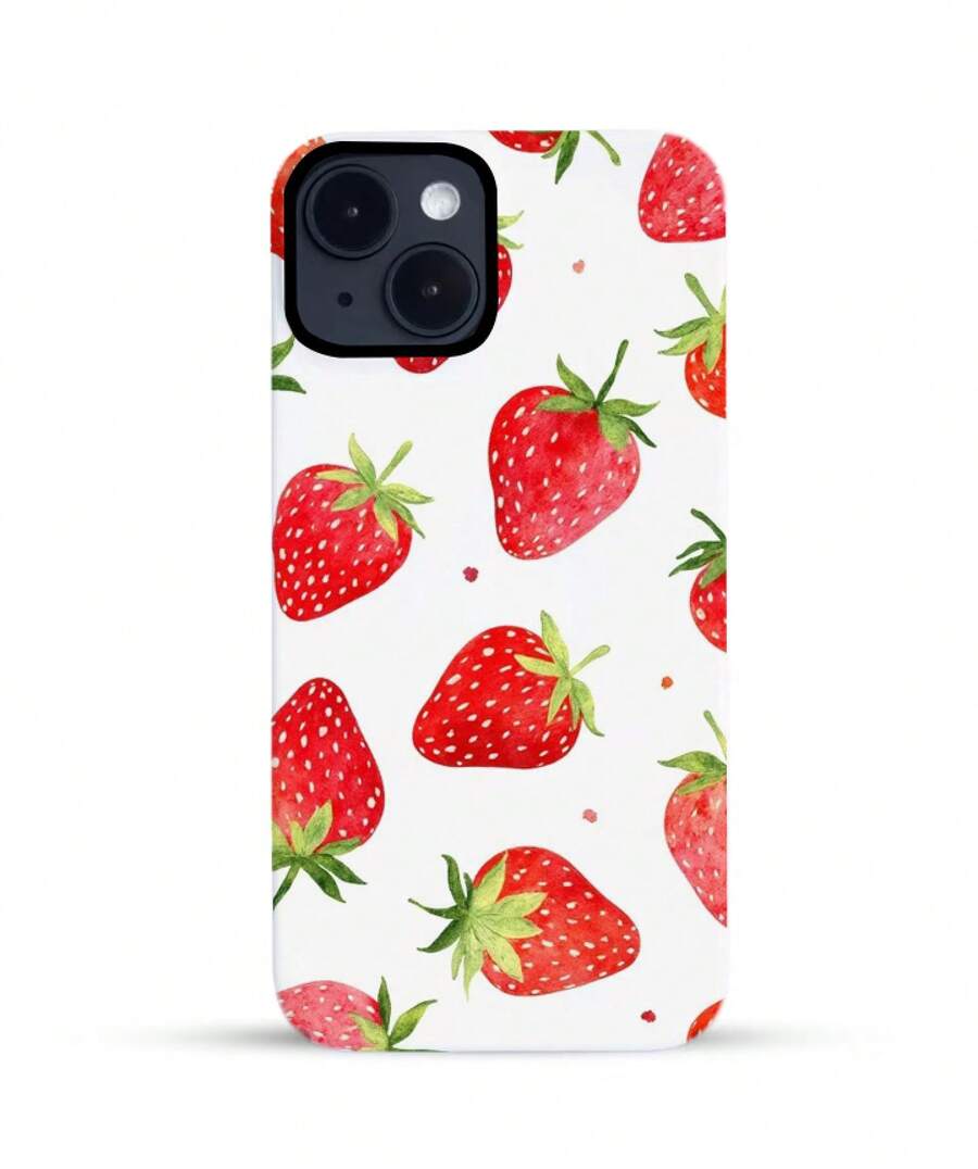 Linda carcasa de teléfono móvil de niña, diseño único para hombres y mujeres, lindo estilo de cómic de dibujos animados. Carcasa de teléfono móvil de color. Adecuado para iPhone y . Patrones de puntos de onda, puntos de onda de fresa pintados a mano, carcasa de teléfono móvil de lentejuelas. Moda sencilla - Blanco - Ver 1