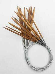 80cm Stainless Steel Circular Knitting Needles, Knitting Tools, Carbonized Bamboo Steel Circular Needles In 3.0mm, 3.5mm, 4.0mm, 4.5mm, 5.0mm, 5.5mm, 6.0mm, 6.5mm, 7.0mm - Brown - View 9