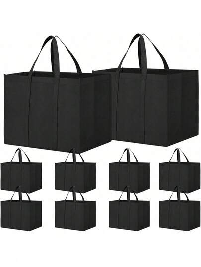 1/3/5pcs Large Capacity Foldable Reusable Non-Woven Grocery Shopping Bags, Ideal For Travel, Camping, Outdoor, Shopping, Kitchen Storage - Kitchen Storage & Accessories, Halloween Gifts