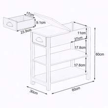 Narrow Side Table With Drawers And Fold-Down Divider – White - White - View 6