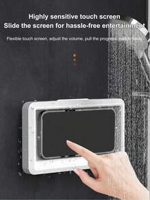 360°旋转防水淋浴手机支架，可调节伸缩，淋浴手机壳，防雾高灵敏度保护套，适用于浴室墙壁、镜子、浴缸、厨房，防水浴室触屏手机盒，无需钻孔即可壁挂式触屏手机支架盒