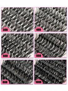 Sibeuna 590片假睫毛套組，D捲度，30D+40D+50D+60D+80D+100D，自然濃密蓬鬆，DIY接睫毛，提升美感，旅行必備 - D - 查看 3