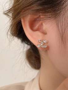 LADYCOCO 1 Pair Fashionable, Elegant, Minimalist Luxury High-End Copper Inlaid Cubic Zirconia Pendant Earrings, Suitable For Women's Daily Wear - Gold CC - View 4