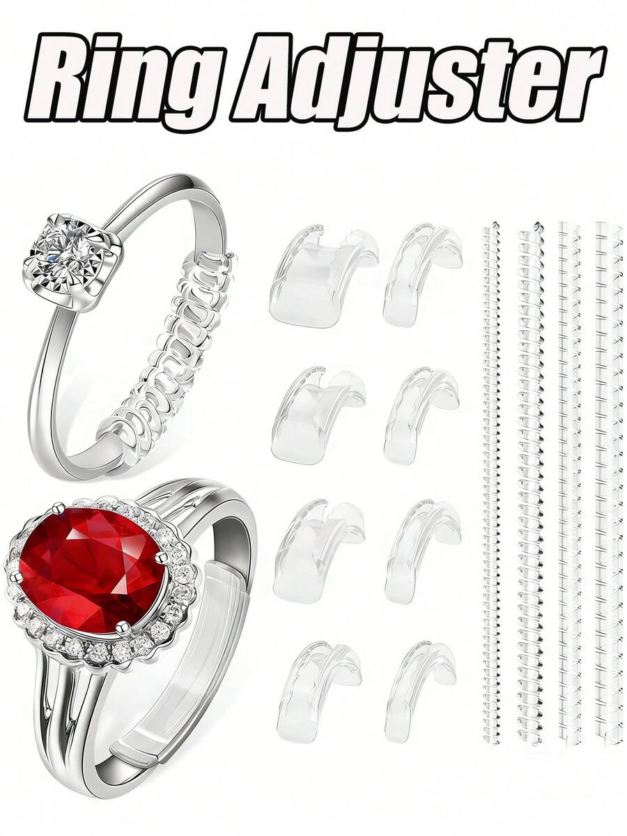 Ajustador de anillo de resina, almohadillas invisibles para ajustar el tamaño del anillo, adecuado para anillos sueltos, se ajusta a todos los tamaños de dedos. Ajustador de tamaño de anillo invisible, se ajusta a anillos sueltos - Múltiples tamaños de dedos disponibles, cómodo y protector. Apretador claro ajustable, herramienta de ajuste de tamaño, protector de joyería, se ajusta a anillos sueltos. Ajustador de anillo se ajusta a cualquier anillo, múltiples tamaños disponibles. Ajustador de anillo para mujer.