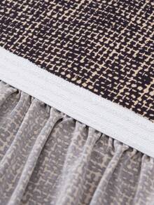 1pc Bohemian Style Printed Ruffled Stretch Sofa Cover, Machine Washable, Protects Sofa, Dust & Dirt Resistant, Suitable For All Seasons - Coffee Brown - View 8