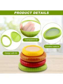 4pcs Silicone Fruit & Vegetable Preservation Containers Set, Portable, Stackable, Leak-Proof Food Storage Containers, Keeps Food Fresh And Organized In Refrigerator, Reusable With Lids - Multicolor - View 8