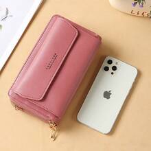 1 pieza Mujer Hombro Correa Billetera De Gran Capacidad,Cartera de mujer, bolso de hombro con correa para la muñeca, bolso con soporte para teléfono, bolso con correa,Bolso de hombro con múltiples cremalleras, bolso pequeño para mujer, bolso de mano portátil, monedero, estuche para teléfono, bolso bandolera, embrague, estuche para teléfono celular, bolsa ligera y moderna para tarjetas de crédito, tarjetas de identificación, dinero, efectivo, teléfono, para trabajo, negocios, ir y venir, viajes, vacaciones, aniversario, cumpleaños, San Valentín, mujer, trabajadora de cuello blanco, regalo, bolsa para iPhon - Rosa vieja - Ver 3