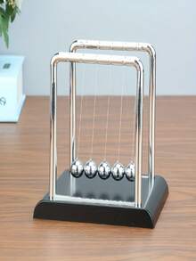 5-Ball Black Base Swing Cradle, Suitable For Learning, Office And Home Decor, Made Of Durable Iron Material, Educational Tool, Classic Round Design, Sturdy And Durable - Multicolor - View 6