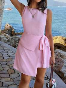 Ladies' Spring And Summer Holidays, Dating, Music Festivals, Mother's Day, Easter, Hanging Necklaces, Elegant Short Skirts. - Pink - View 5