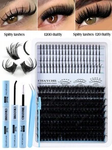 14 Rows 10-20mm D/DD Curly False Eyelashes, Available In 120D/140D/160D, 0.07mm Tip, Anime & Fairy Style Individual Lashes, Includes Glue, Sealed Packaging, Tweezers And Lash Brush. Suitable For Parties, Weddings, Dates, Halloween And Daily Wear. Reusable And Portable. - 淺藍色 - 查看 4