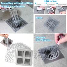 R's 50pcs Filtro Desechable para Desague Atrapa Pelos Ducha Cuadrado para Ventosa Fregadero Tapa de Bañera Colector de Cabello Accesorio para Cocina - Blanco - Ver 1