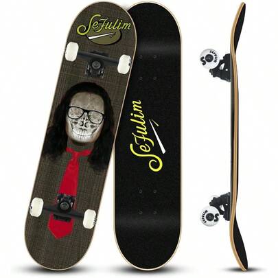 Sefulim31 x 8 Pulgadas patinetas Profesional Completo Cubierta compuesta por 7 Plantas de Arce Canadiense para niños niñas Adolescentes Adultos Principiantes Profesionales