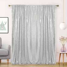 eluckya 1/2Pcs Golden Sequin Party Backdrop Curtain, Perfect For Weddings, Birthday Party Supplies, Gender Reveal Parties, Bridal Showers, Home Decor, Room Decoration, Shower Curtains, Bachelorette Parties, Backdrop Curtains, Baby Shower Decorations. Ideal For Pairing With Metallic Arch Stands, Suitable For Both Everyday Use And Parties. This Sparkling Backdrop Curtain Never Goes Out Of Style. - 銀色 - 查看 1