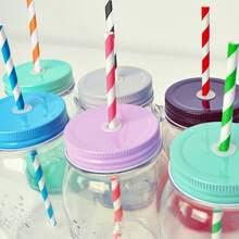 25 Striped Paper Straws, Diameter 6mm/0.24in, Length 197mm/7.75in, Available In Ten Colors, Suitable For Various Drinks Such As Cocktails, Iced Coffee, Soda Water, Lemon Tea, Etc. It Is Also An Ideal Daily And Decorative Item For Parties, Weddings, Bars, Cocktail Parties, Business, Camping, Kitchens, Homes, And Restaurants - Multicolor - View 3