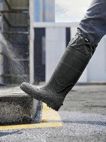 黑色高筒男士雨靴，可折叠靴筒，长筒设计，经久耐用，适合户外钓鱼、水上活动、农田作业等，PVC防水鞋 - 黑色 - 查看 3