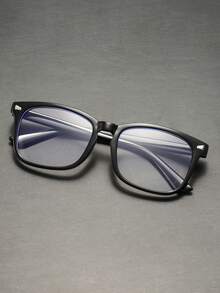 1pc Fashionable Unisex Square Frame Versatile Cute Eyeglasses - Black - View 3