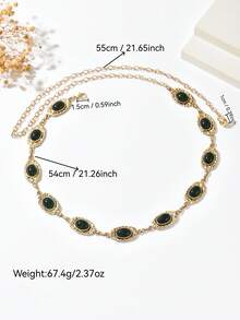 1 chiếc dây thắt lưng kim loại họa tiết hoa cổ điển, phong cách Bohemian, đa năng, có thể dùng làm dây đeo eo, dây đeo váy hoặc dây đeo quần, phù hợp cho nữ mặc hàng ngày và dự tiệc. - Màu xanh đậm - Xem 7