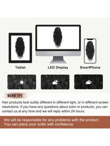 1pc 16-Inch Claw Clip-In Ponytail Extension, Wavy Curly Claw Clip Ponytail Extension, Natural Looking Synthetic Ponytail Hair Piece, For Women - Multicolor - View 11