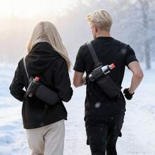 圣诞礼物运动腰包 - 防水大容量腰包，简约跑步包，适合晨练、徒步旅行和户外露营（黑色）