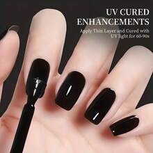 Classic Black Gel Nail Polish 7.5ml - Soak Off UV LED Gel Varnish, High Gloss Shine Finish, Solid Color Nail Art Lacquer For DIY Home Manicure & Salon (No.068) - 黑色 - 查看 2