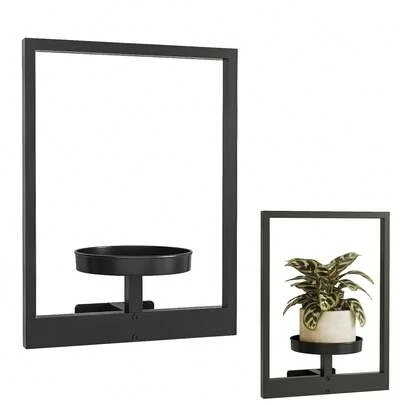 1Pc Picture Frame Wall Plant Holder Window Plant Shelf Wall Decor Wall Hanging Planters Plant Hanger Outdoor Wall-Mounted Plant Rack Black Metal(40*30cm)