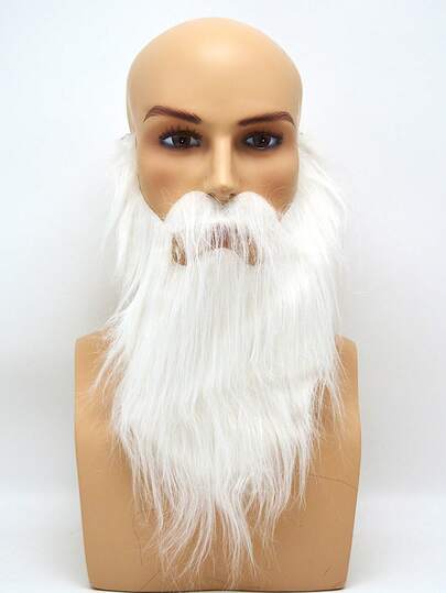 1 st jultomteskägg, vitt konstgjort skägg och ögonbryn, lämplig för julfester, julfesttillbehör, juldekorationer, julkostymer