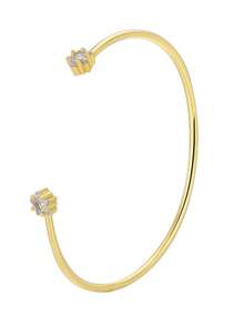 Charm-In 1pc Fashionable Minimalist 18K Gold Plated Brass Geometric Zirconia Inlaid Women Bracelet, Gift For Valentine's Day, Mother's Day - Gold - View 12