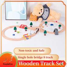 1盒木制火车轨道，儿童木制轨道，扩展套装，木制火车轨道配件扩展包，适合作为3-7岁男孩女孩的生日礼物 - wooden track - 查看 3