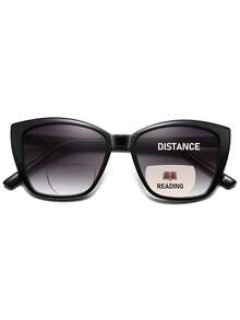 1pcs Ladies' Bifocal Reading Sunglasses, Oversized Cat Eyes, Fashionable Sun Shading Reading Glasses Integrated With Spring Hinged Glasses - 太陽雙光 - 查看 21