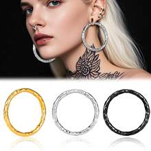 1pc 5mm 4g Stainless Steel Round Hoop Earrings, Fashion Textured Ear Plugs Ear Stretchers Body Piercing Jewelry New - Round-3 - View 14