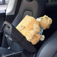 Car Tissue Box Holder, 2-In-1 Car Tissue Box And Trash Can, Car Umbrella Storage Gadget, Waterproof And Cute Car Tissue Box - 棕色 - 查看 3