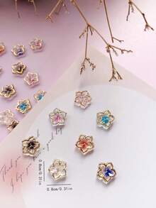 50/100 chiếc Kiểu dáng hoa anh đào trong suốt, Trang trí móng tay, Hoa anh đào nhỏ tự làm kiểu Nhật, Sản phẩm làm móng DIY nhiều màu sắc được trộn ngẫu nhiên, Phụ kiện móng tay, Vật tư làm móng - Nhiều màu - Xem 3