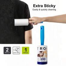 Set de 200 Hojas Quita Pelusa para Ropa - Rodillo Quita Pelusa Extra Pegajoso, Rodillo Quita Pelos de Mascotas Mantas,Muebles, Alfombras, Juego de Rodillos de Pelusa Pegajosos para Pelo de Mascotas - 100 unidades - Ver 8