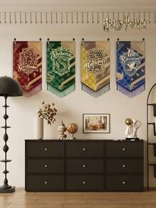 1pc Harry Potter Vintage Banner - Four Houses Retro Tassel Flag, Suitable For Dorm, Outdoor Area, Party And Home Decor, Holiday Magic Decoration, Perfect Gift For Fans, Flag Only (No Pole Included), Birthday Decor - Multicolor - View 6
