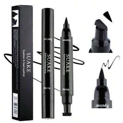 Black Liquid Eyeliner Pen - Quick Drying And Smudge-Proof 2-In-1 Eyeliner Brush | Long-Lasting Precise Makeup Tool, Suitable For Daily Wear, Parties And Dates