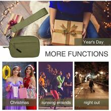 Cartera con llavero para mujer, Cartera con llavero para mujer - Monederos Mujer, Cartera de nailon impermeable para tarjetas de crdito, estuche compacto con cremallera y correa de mano para - Verde - Ver 4