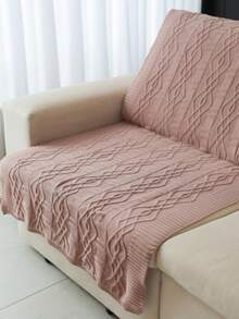 Maldives Decorative Knitted Blanket Set + 2 Knitted Cushion Covers For Sofa, Bed, Living Room - Apricot - View 2
