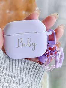 [Customized]Personalized Custom Luxury Name Letter Customized Cover Compatible With Airpods 1 2 3 4 Pro 2 Simple Solid Color Silicone Star Pendant Earphone Case - Multicolor - View 5