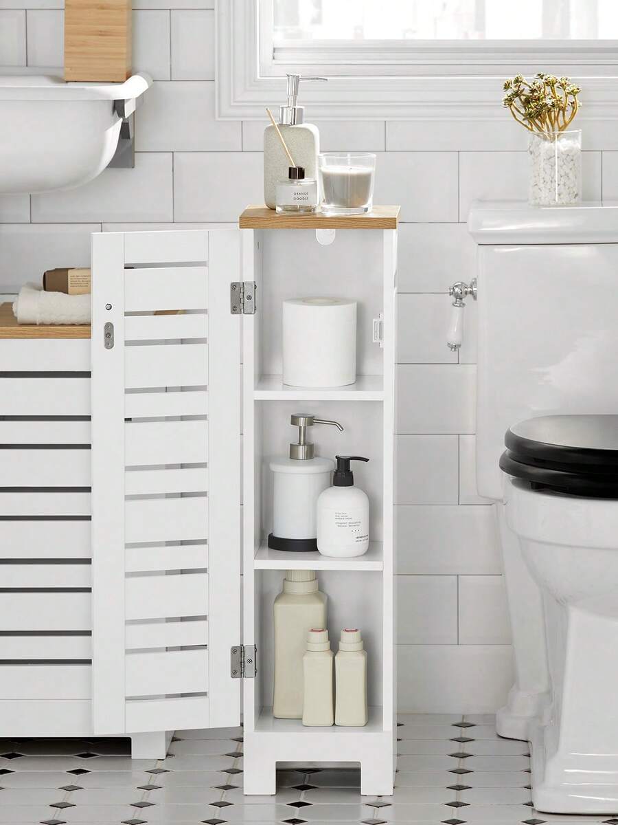 SoBuy BZR85-W，浴室厕纸架浴室柜收纳柜家居浴室装饰浴室收纳夏季浴室配件 - 白色 - 查看 1