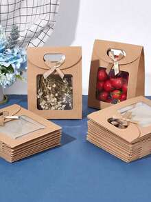 10 chiếc túi giấy Kraft mini có cửa sổ trong suốt, kích thước 4.7 x 2.4 x 6.2 inch. Túi quà mini đứng có tay cầm, màu nâu, có cửa sổ trong suốt. Thích hợp để gói kẹo và bánh quy, dùng trong đám cưới, tiệc Giáng sinh, cửa hàng bán lẻ, v.v. - Màu Khaki - Xem 3