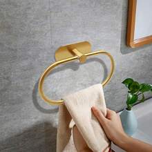 1pc Self-Adhesive Towel Ring, Stainless Steel Oval Towel Holder, Modern Towel Hook Without Drilling, Suitable For Bathroom, Kitchen - Multicolor - View 14