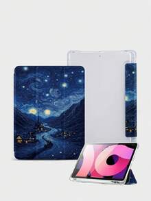 1 husă de protecție pentru tabletă cu model albastru înstelat, anti-cădere, cu slot pentru stilou, suportă funcția Sleep/Wake, compatibilă cu iPad 10.2", Pro 2021/2020/ (A16) 11", a 11-a generație 2025/a 10-a generație, Galaxy Tab A8 10.5" 2022, Matepad 10.4/Tab, cadou de Crăciun de Anul Nou 2026 - Multicolor - Vizualizare 5