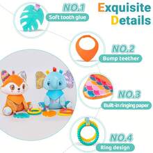 لعبة هزاز للأطفال الصغار للتعليق في السيارة - لعبة ناعمة وجميلة بشكل وحيد القرن / فيل / ثعلب من القماش المخملي، لعبة تعليمية ممتعة للتعليق في عربة الأطفال والسرير لراحة الطفل وصحبته - متعدد الألوان - مشاهدة 4