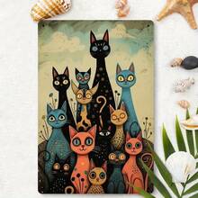 Room Decor 1pc Vintage Cat Wrought Iron Wall Art Tin Painting - Rustic Wrought Iron Wall Art Decoration, 2D Flat Print, Suitable For Living Room, Bedroom, Office, Farmhouse Decoration, 20.32cm X 30.48cm - 混合 - 查看 5