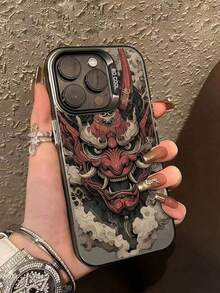 1pc Skull & Ghost Face Pattern Phone Case, Shockproof Creative Matte Finish Phone Cover, Holiday Gift For Kids, Fits 7/8/X/XS/XR/11/12/13/14/15/16/17 Pro Max - Multicolor - View 2