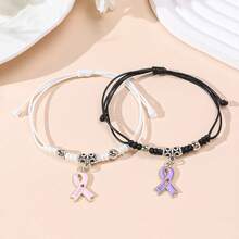 2pcs/Set New Minimalist Cross, Flower, Dog Paw, Cherry, Apple, Starfish, Shell Braided Bracelet, Couples & Friendship - Multicolor - View 17