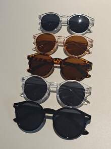 1/3/5pcs Unisex Casual Ombre Retro Round Eyeglasses Set, Versatile For Outfits, Street Style, Travel, Beach - Multicolor - View 9